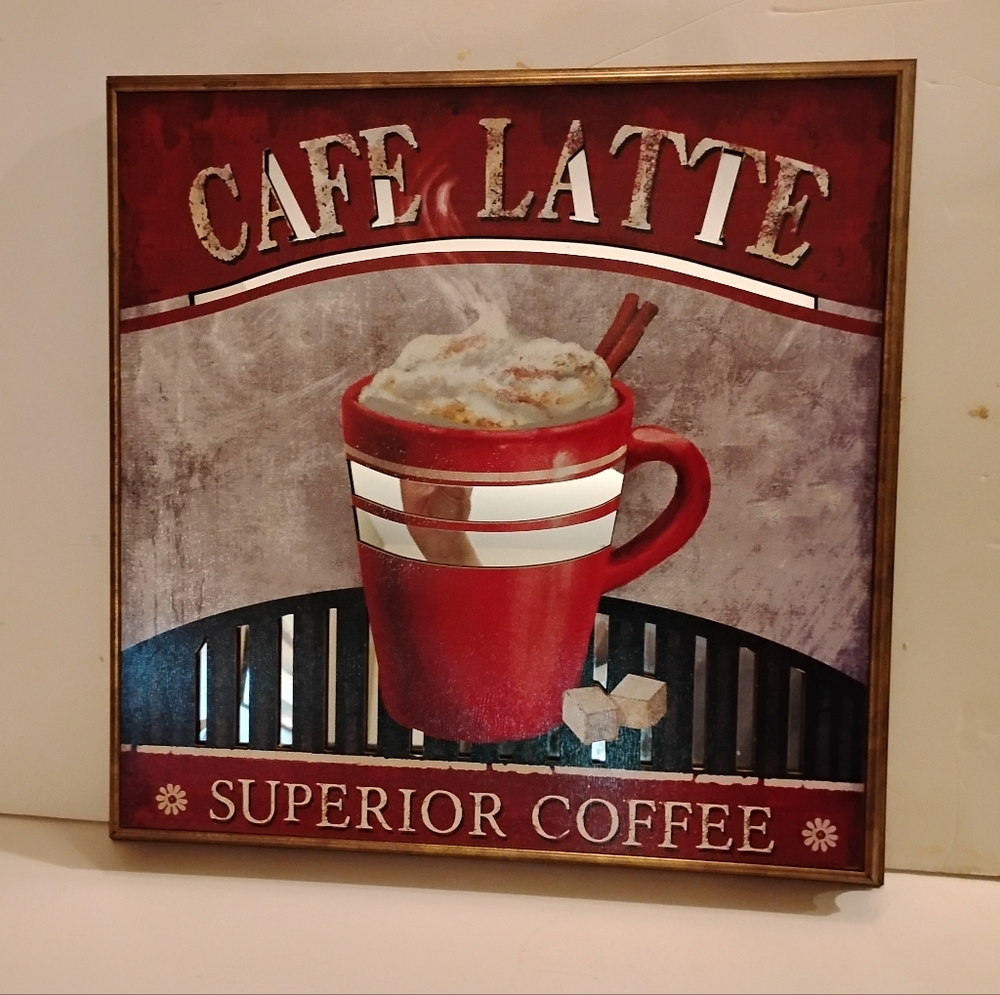 Red White Black Tones Cafe Latte Wall Art On Cardboard On Mirror Superior Coffee